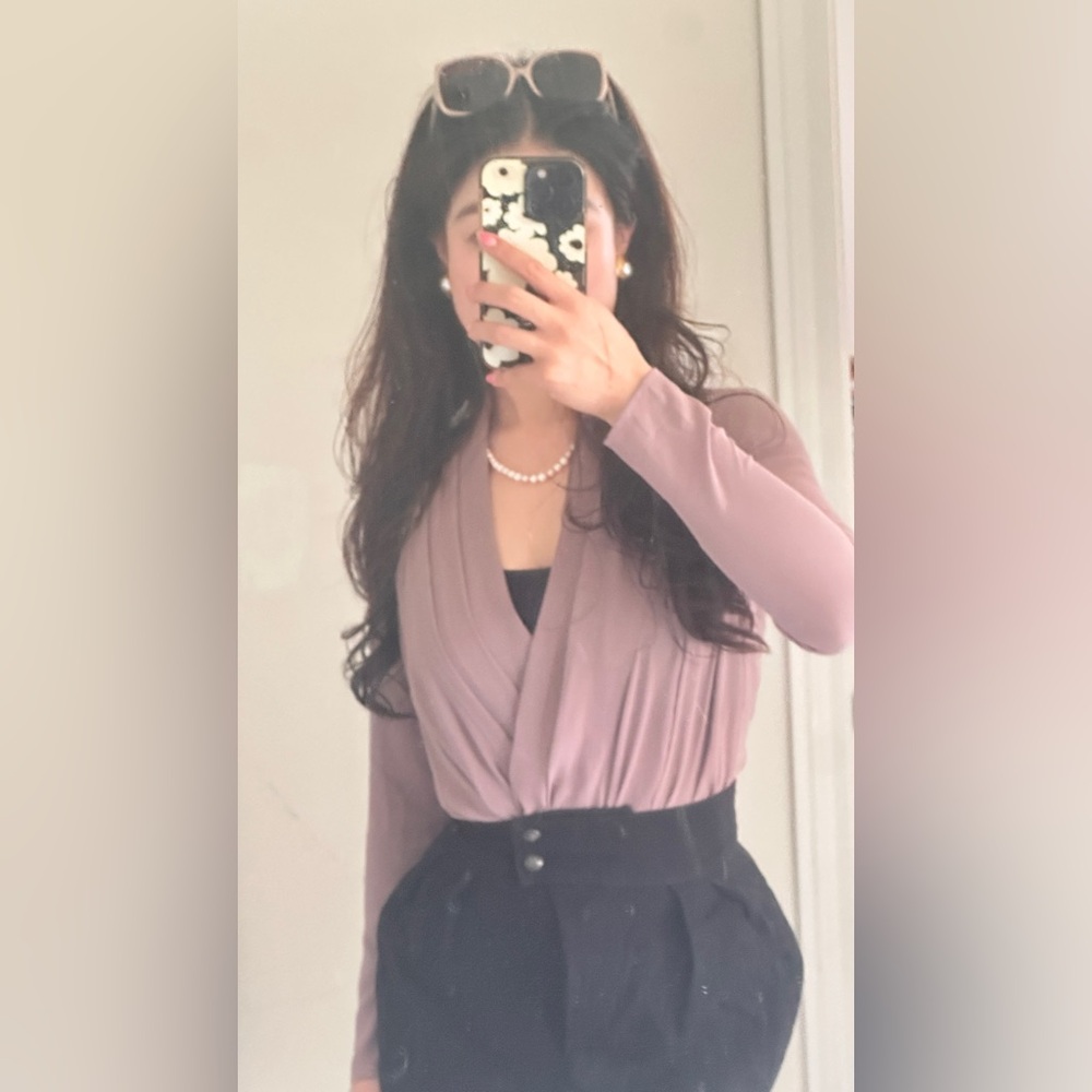 Babaton Dusty Purple Wrap Blouse bodysuit brand new xxsmall